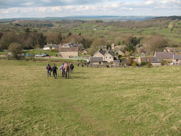 View of Winster village across fields